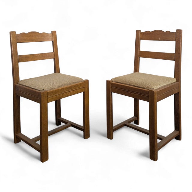 Oak Side Chairs, 1940s, Set of 2 For Sale - Image 4 of 4