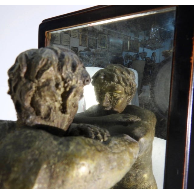 Mid-20th Century Kneeling Men on Wooden Bookends With Mirrors For Sale - Image 9 of 11