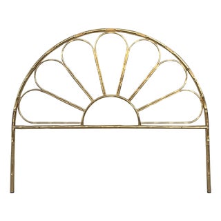 Mid-Century Modern Italian Faux Bamboo Gilt Metal Queen Headboard For Sale