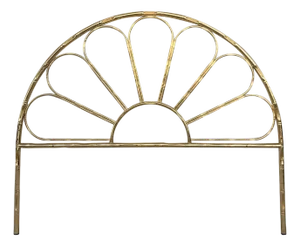 Mid-Century Modern Italian Faux Bamboo Gilt Metal Queen Headboard