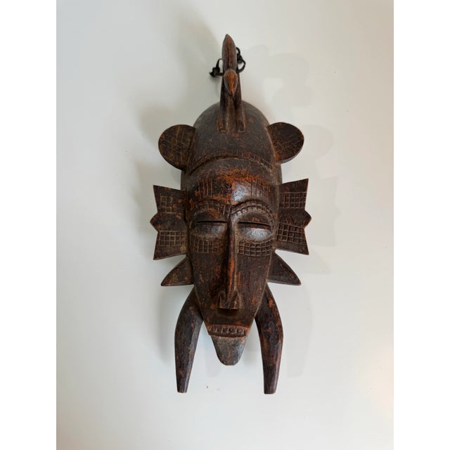 1960's Vintage Hand-Carved African Tribal Wall Mask/ Sold For Sale - Image 10 of 12