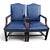 1980s Timeless Elegance: The Hancock & Moore Blue Leather Armchair Pair 1980s For Sale - Image 5 of 12