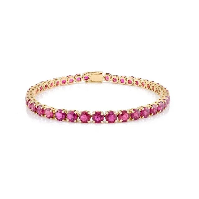 13.03 Ctw Natural Round Cut Ruby Tennis Bracelet for Women For Sale In New York - Image 6 of 10