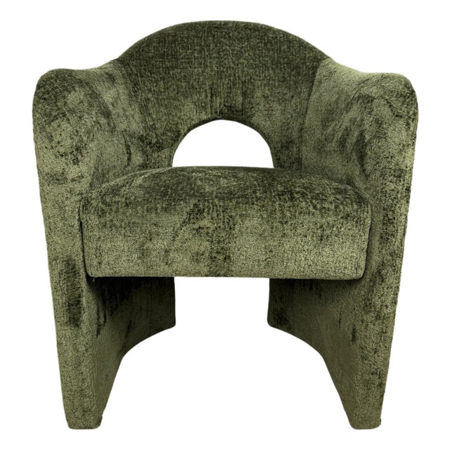 Anaya Contemporary Upholstered Chair Olive Green Chenille For Sale