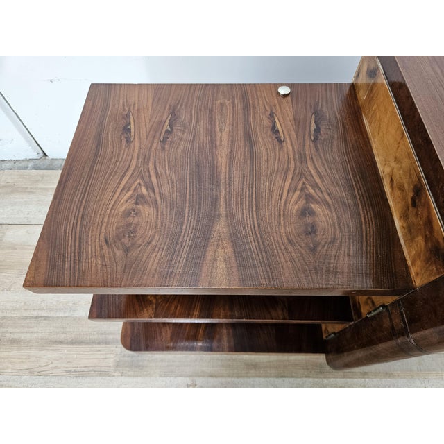 Wood Art Deco Dressing Table in Walnut and Blond Walnut, 1940 For Sale - Image 7 of 16