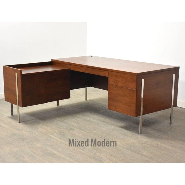 Harvey Probber Walnut & Chrome L Shaped Desk For Sale - Image 13 of 13