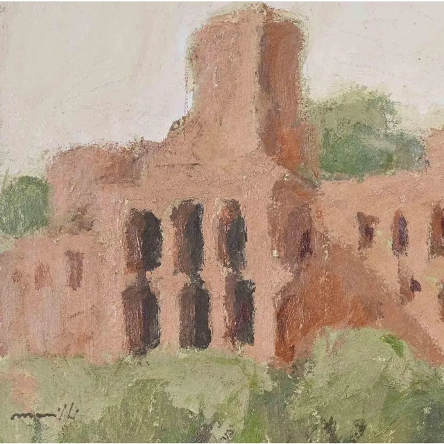Modern Franco Marzilli, Roman Ruins, Oil Painting, 1970s For Sale - Image 3 of 5