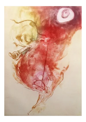 1980s William Papas "Rodeo I" Hand Signed & Numbered Artwork Etching Cowboy on Horse