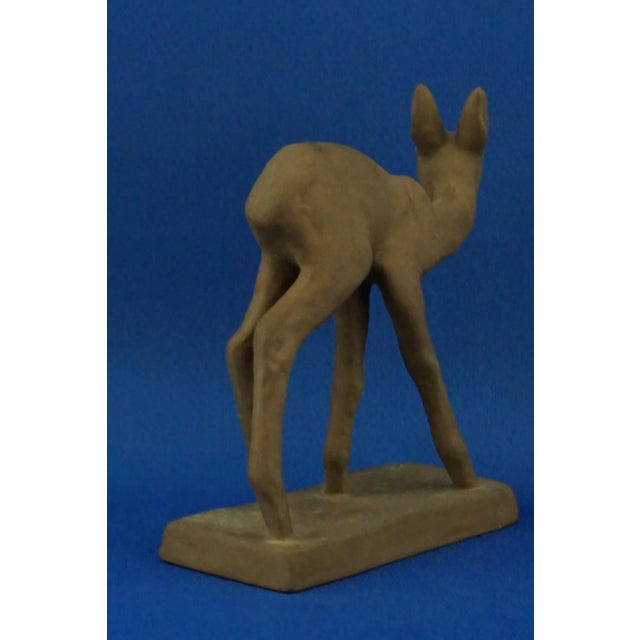 Ceramic 20th Century Art Deco Sculpture of a Fawn in Majolicated Terracotta by Else Bach for Karlsruhe, Germany For Sale - Image 7 of 18