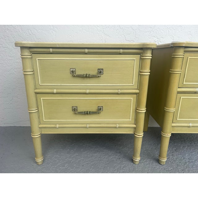 Coastal Vintage Henry Link Bali Hai Nightstands Set of 2 Original Finish For Sale - Image 3 of 11