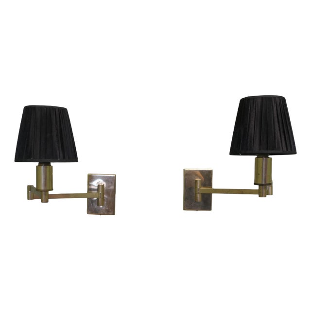 Brass Swing Arm Wall Lights, 1960, Set of 2 For Sale