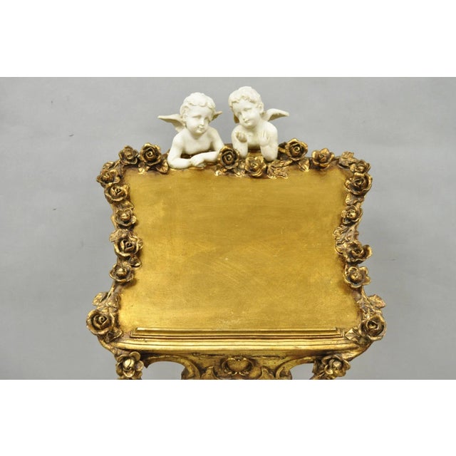Rococo Vintage Italian Venetian Figural Cherub Putti Gold Gilt Resin Bookstand Lectern For Sale - Image 3 of 18