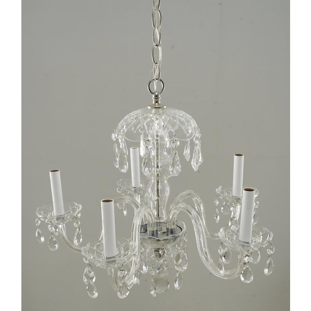 Traditional Restored Traditional Clear Crystal Five Arm Chandelier For Sale - Image 3 of 10