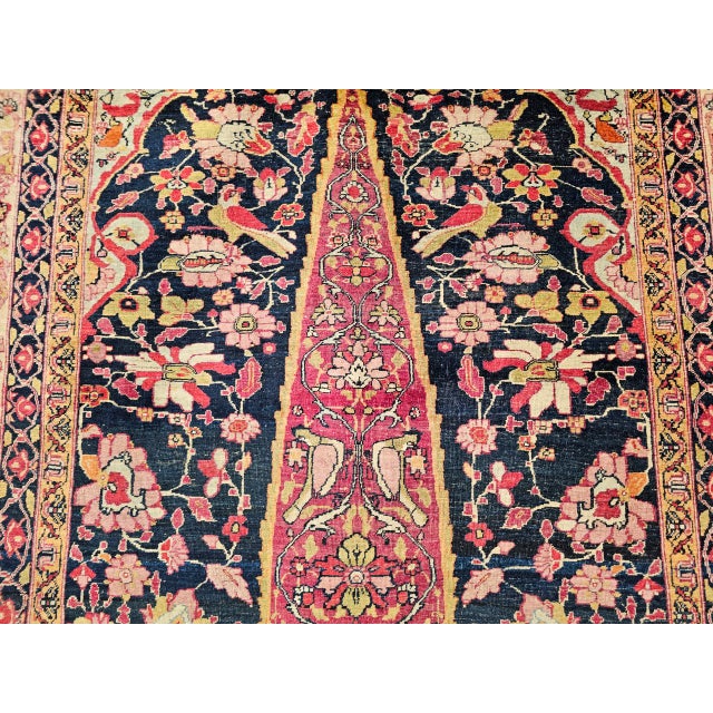 Navy Blue 19th Century Persian Kerman Lavar Rug, Hand-Knotted Wool, Tree of Life Pattern, Navy & Ivory, 4x6 For Sale - Image 8 of 13