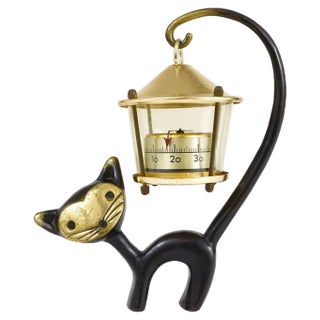 Cat Figurine with Thermometer by Walter Bosse for Hertha Baller, Austria, 1950s For Sale