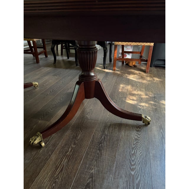 Brown 1980s Ethan Allen Banded Mahogany Clawfoot Dining Table + 4 Chairs For Sale - Image 8 of 17