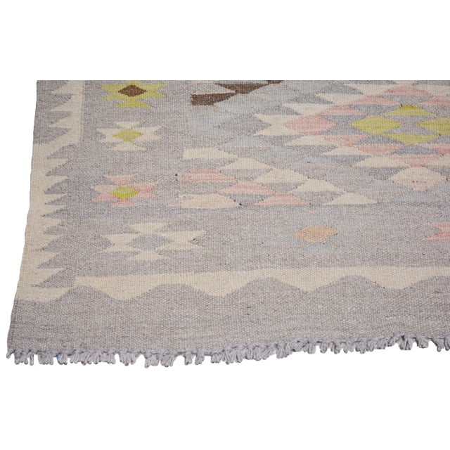 Islamic Afghan Maimana Flatweave Kilim Wool Rug, 5'7"x8' For Sale - Image 3 of 5