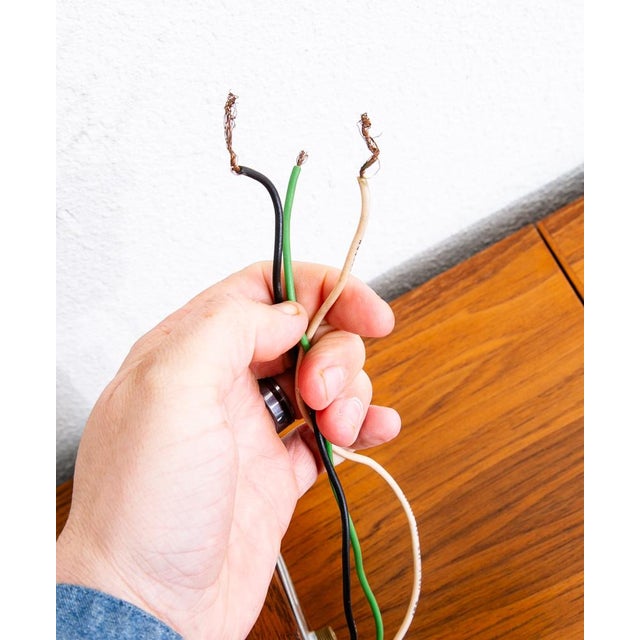 1960s Mid Century Modern Wall Sconce Lamp Lighting Walnut Brass White Shade Denmark Nm For Sale - Image 12 of 12