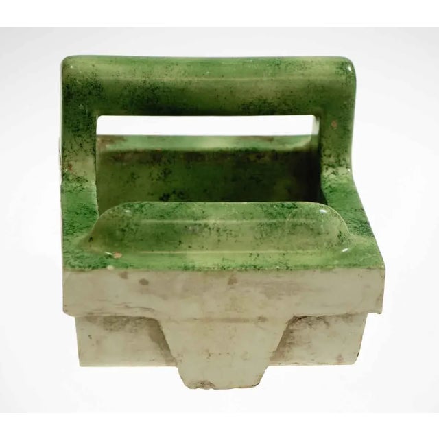 Vintage Green Marbleized Ceramic Flush Mount Soap Dish For Sale - Image 4 of 7