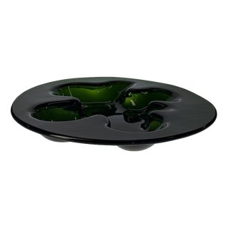 Ikebana Bowl in Green Art Glass by Michael Bang for Holmegaard, Denmark, 1975 For Sale
