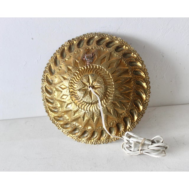 1970s Moroccan Style Decorative Brass Wall Light Sconce Vintage For Sale - Image 10 of 11