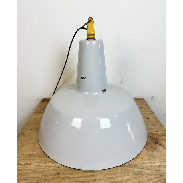 Industrial Grey Enamel Factory Pendant Lamp from Philips, 1960s For Sale - Image 6 of 16