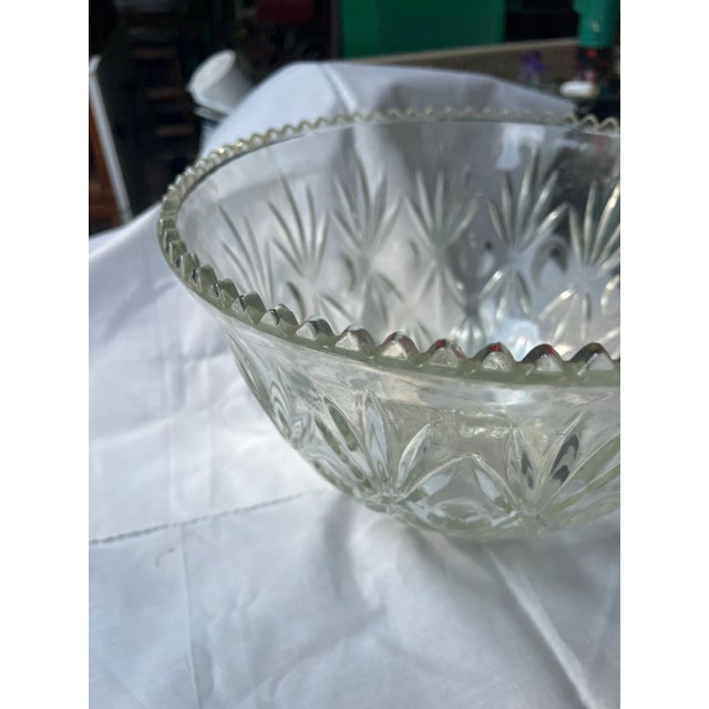 1970s Vintage Large Glass Etched Bowl For Sale - Image 5 of 8