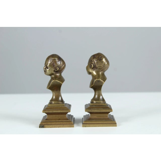 Antique Miniature Bronze Busts of Children Laughing and Crying, 1880s, Set of 2 For Sale - Image 10 of 13