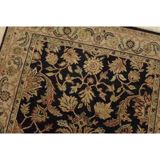 Agra Rug 4’2” X 6’3” Black Wool Hand-Knotted Oriental Carpet For Sale In Philadelphia - Image 6 of 13