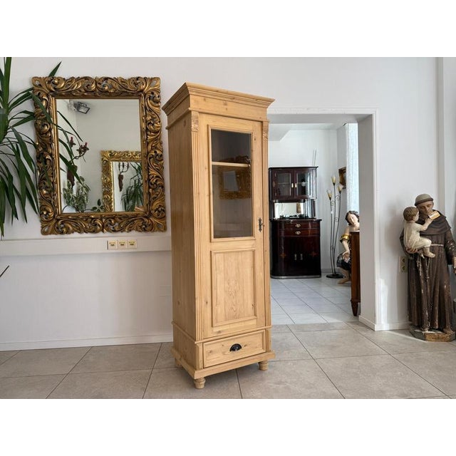 Farmhouse Display Cabinet in Natural Wood For Sale - Image 4 of 11