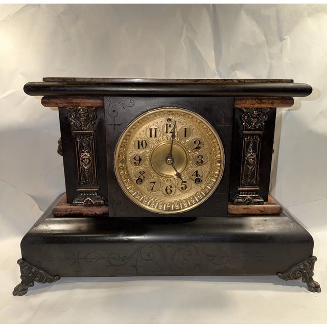 This listing is for an antique adamantine mantel clock by Seth Thomas. The 8 day time/strike movement was last serviced in...