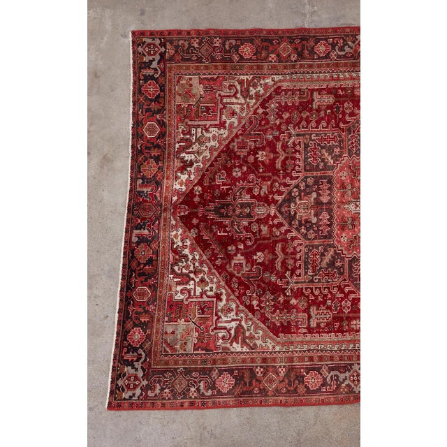 Persian Vintage Persian Heriz Wool Rug For Sale - Image 3 of 13