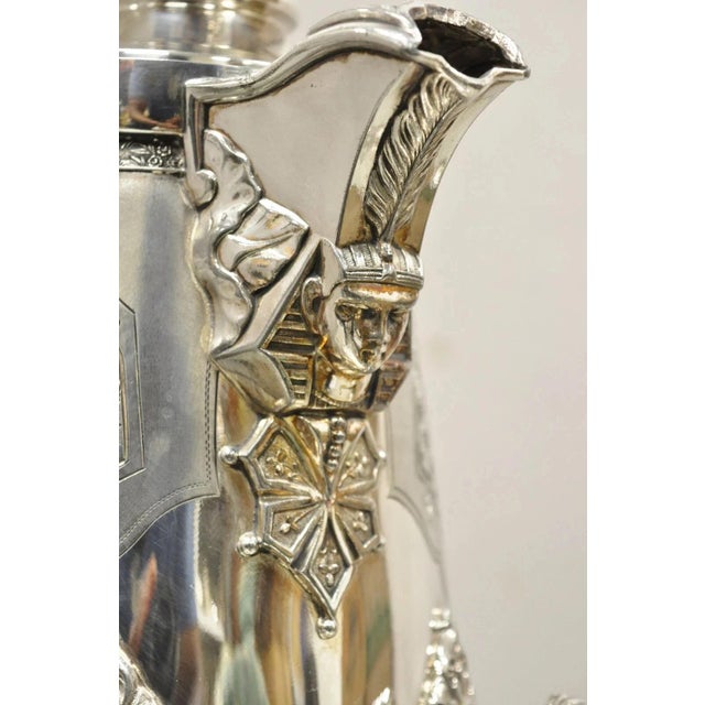 Metal Late 19th Century Victorian Racine Silver Plated Tilting Lemonade Water Pitcher on Stand W/ 2 Goblets For Sale - Image 7 of 15
