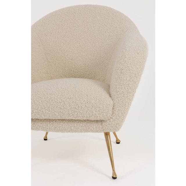 Mid-Century Modern Italian Lounge Chair in Alpaca Boucle, 1950s For Sale - Image 9 of 11