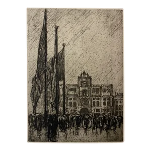 1915 Nelson Dawson Feast of St Mark Venice Etching