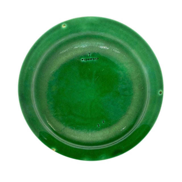 19th Century Wedgwood Majolica Green Glazed Basket Weave Plate, English, Ca. 1885 For Sale - Image 5 of 7