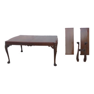 Early 1900s Carved Claw Feet Mahogany Large Dining Table With 2 Leaves 5911 For Sale