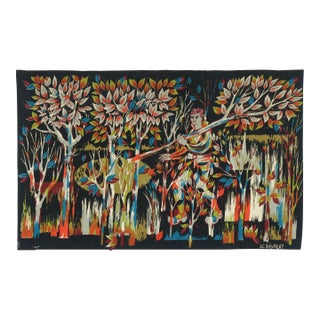 Vintage Jean Claude Bissery Signed Pictorial Tapestry “Bûcheron”- Rug & Kilim For Sale