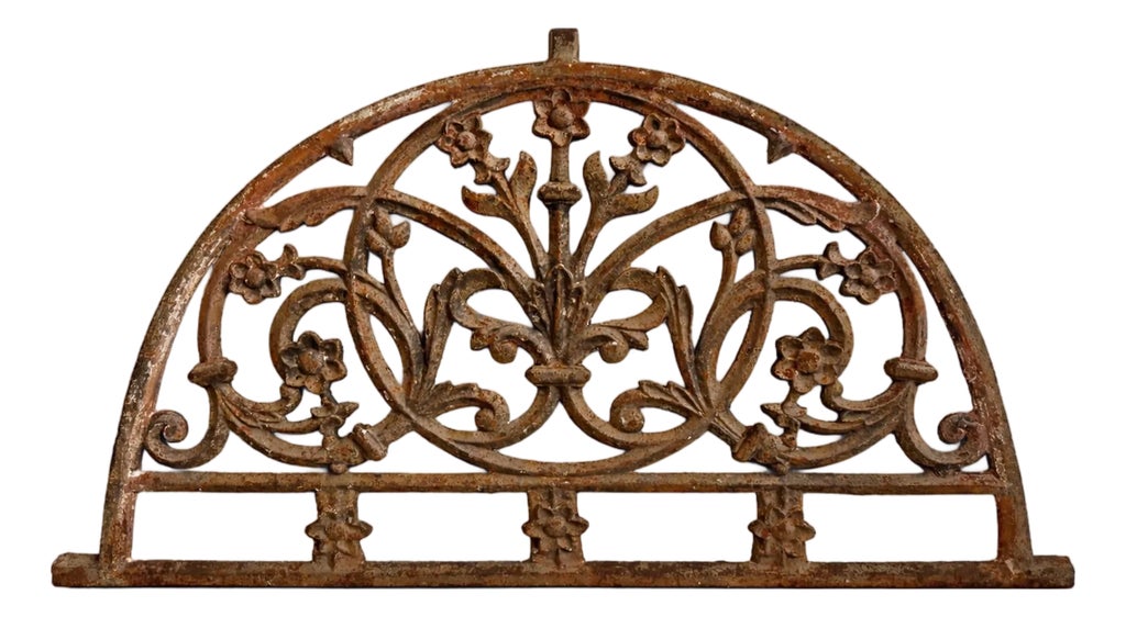 Vintage Old Cast Iron Indian Arched Transom | Chairish