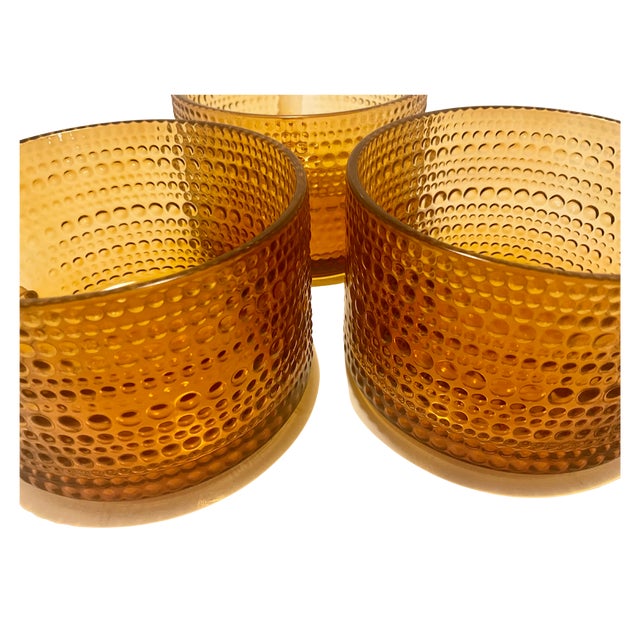 Iittala Kastehelmi Amber Glass Coffee Cups Set of 3 | Oiva Toikka Scandinavian Design For Sale - Image 11 of 11