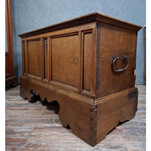 Brown 18th Century Rustic Oak Chest with Molded Panels For Sale - Image 8 of 11