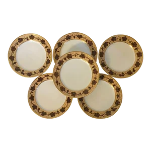 1825 Antique Paris Porcelain Plates in the Pochet-Deroche Vintage Pattern - Set of 6