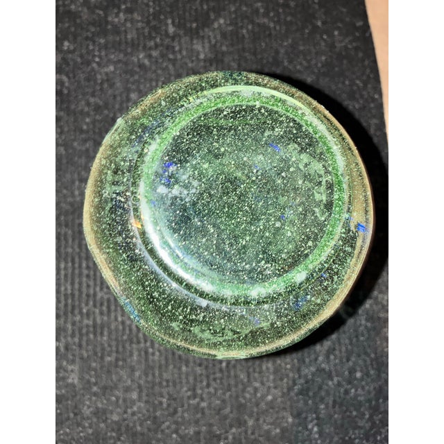 Verrerie De Biot Vintage Hand-Blown Biot France Seeded Bubble Glass Vase With Etched Ship For Sale - Image 10 of 10