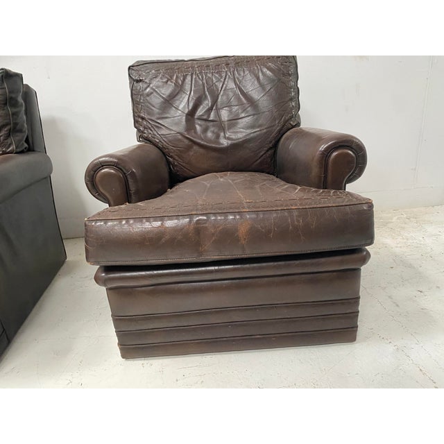 2000 - 2009 Vintage Brown Leather Chairs, 1970s, Set of 2 For Sale - Image 5 of 17