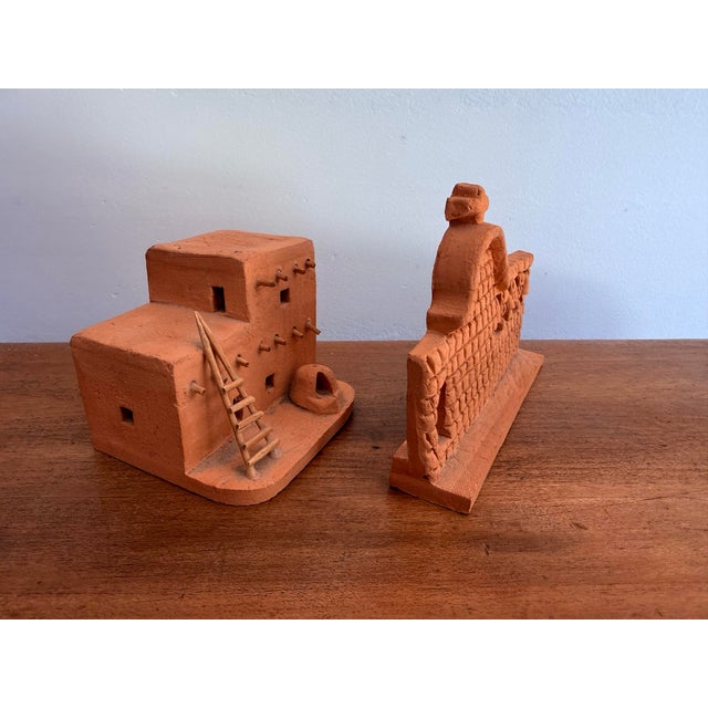 Mid 20th Century Mid 20th Century Miniature Southwestern Terracotta Adobe Structures, a Pair For Sale - Image 5 of 12