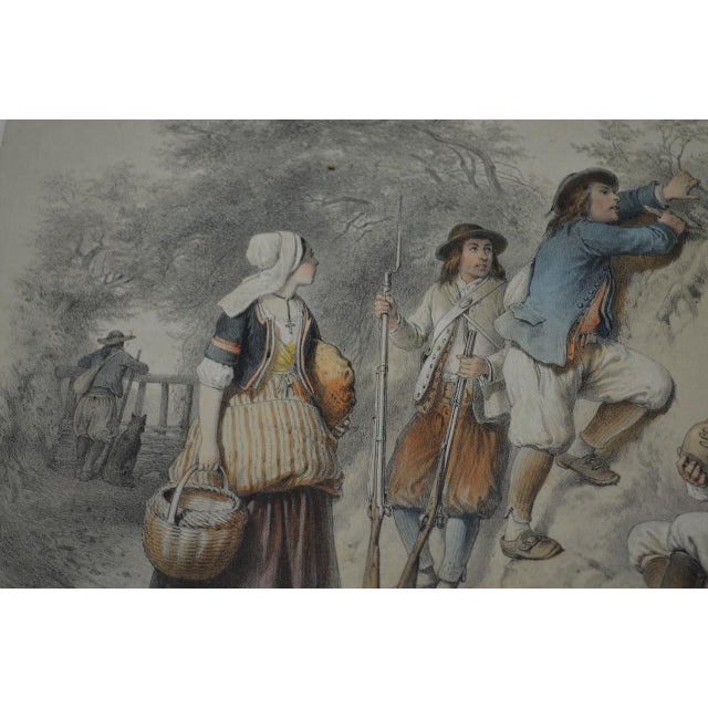 Rustic European Mid 19th Century "Halte de bas Bretons" Color Lithograph by Francois Grenier For Sale - Image 3 of 13