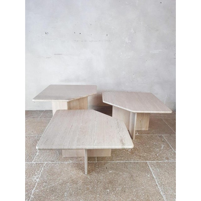 Beige Vintage Travertine Coffee Tables, 1970s, Set of 3 For Sale - Image 8 of 13