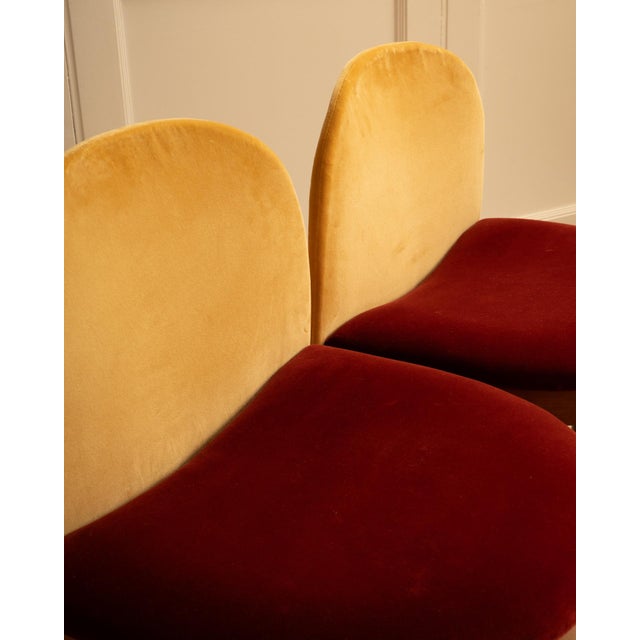 Wood & Velvet Chairs, 1980s, Set of 2 For Sale - Image 3 of 9