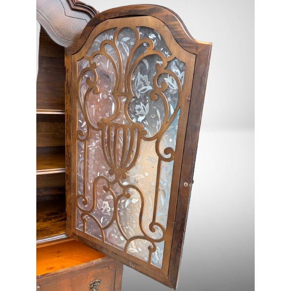 Renaissance Antique 1920s Jacobean Revival Walnut Dining Room China Cabinet / Bookcase For Sale - Image 3 of 10
