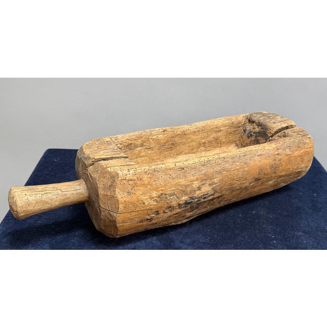19th Century French Dough Trough or Bread Bowl. Hand-Carved Chestnut with a Primitive Handle. Beautiful color and patina....
